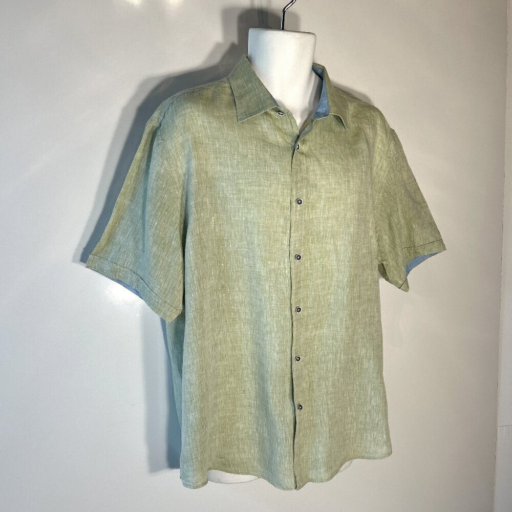 Report Collection Linen SZ XXL Shirt Daywear Resort Vacation Office Lightweight